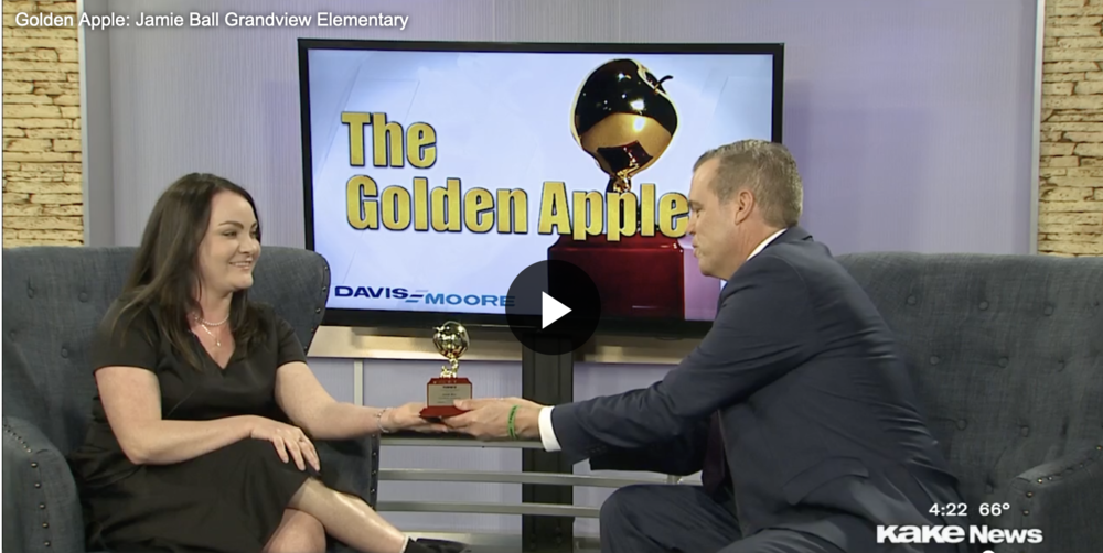 Jamie Ball receives KAKE Golden Apple Award