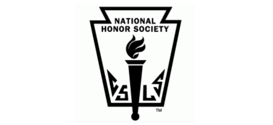 black outline of a shape and gauntlet with "National Honor Society" at the top