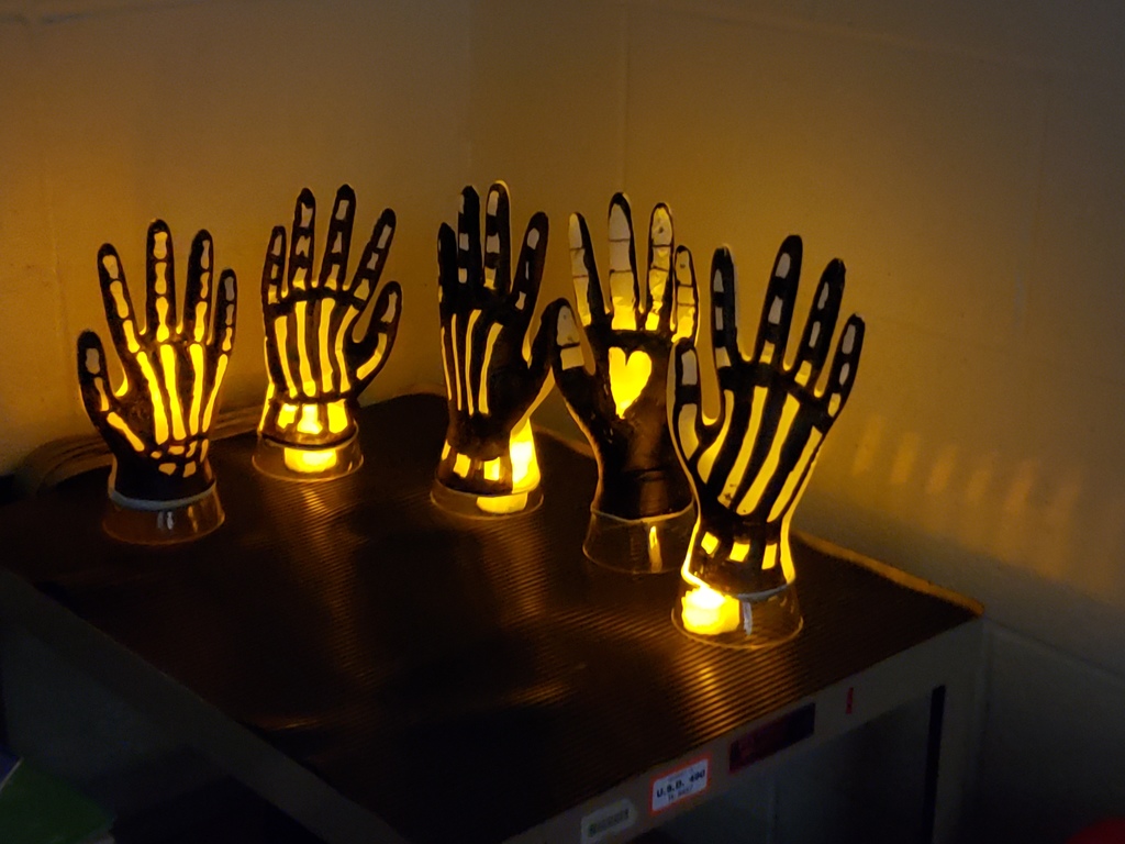 Light up skeleton hand activity at EHS library